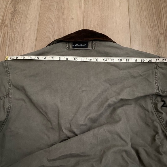 Eddie Bauer Workwear Chore Jacket Coat Corduroy Collar Men Small Gray Brown Tan - Picture 7 of 9